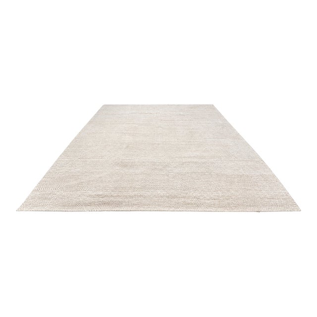 Rh Varusha Wool & Silk Rug – 12' × 15' Wheat | 100 Tibetan Knots Per Square Inch | Made in Nepal For Sale