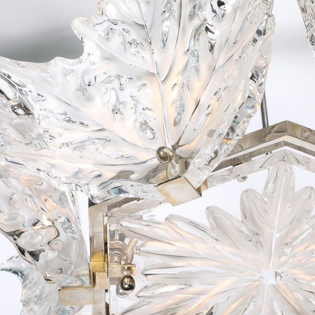 René Lalique Mid-Century "Champs Élysées" Frosted Crystal Chandelier Signed René Lalique For Sale - Image 4 of 18