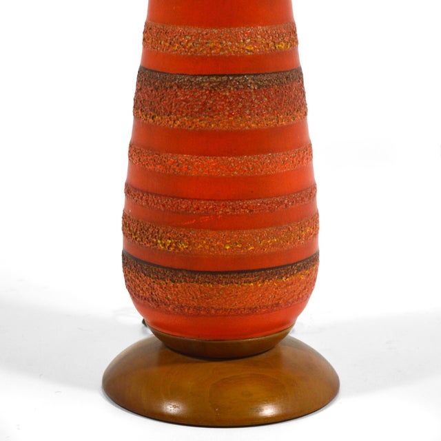 Mid 20th Century Mid-Century Modern Phil-Mar Ceramic Table Lamp with Rich Orange Glaze For Sale - Image 4 of 6