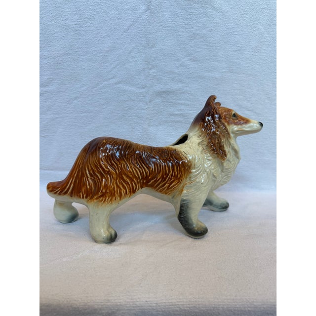 Cinnamon 1940s Lifelike Porcelain Collie Planter For Sale - Image 8 of 12