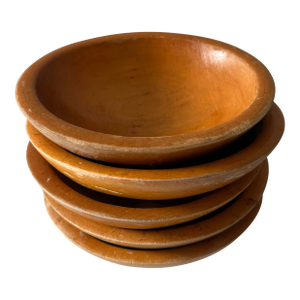 Vintage Hand Turned Wood Salad Bowls Made by Munising - Set of 5
