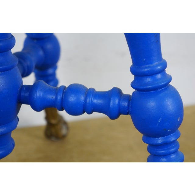 Antique Victorian H Holtzman & Sons Blue Piano Stool Glass Ball & Claw 19" For Sale - Image 10 of 18