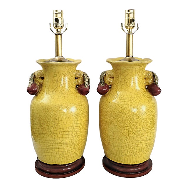 Lamps Chinese Yellow Pair For Sale