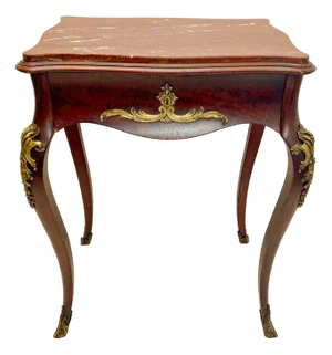 Louis XV Empire French Side Table with Marble Top, 1950s