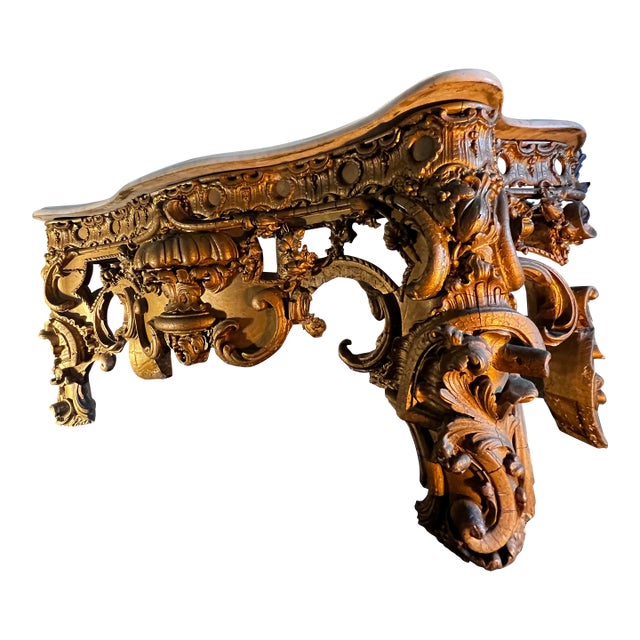 Antique French Louis XV Giltwood Pier Mirror With Marble Top Console – Rococo For Sale