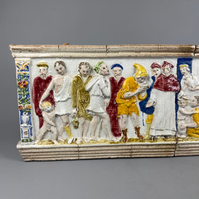 Large Works of Mercy Frieze Relief in Majolica For Sale - Image 3 of 14