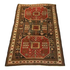 Rare Exquisite 19th Caucasian Kazak Chagli Rug 79"by 55"w