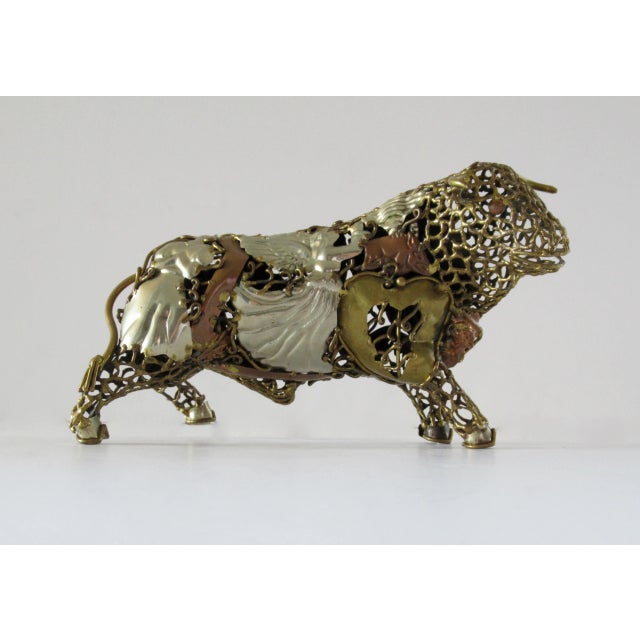 Mid 20th Century Pal Kepenyes Style Brutalist Mexican Milagro Bull Sculpture For Sale - Image 5 of 13