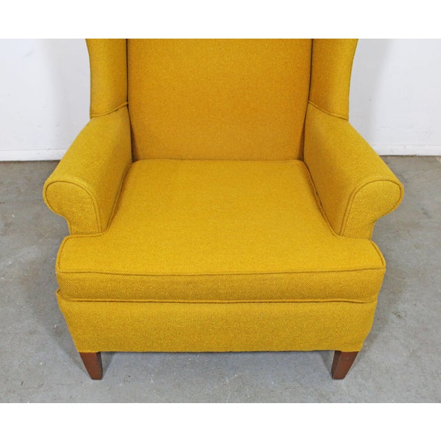 Vintage Mid Century Modern Mustard Yellow Fireside Wing Back Chair