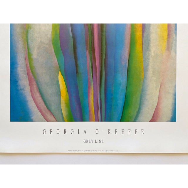 Georgia O'Keeffe Vintage 1980's Modernist Offset Lithograph Print Poster " Grey Line With Black, Blue and Yellow " 1923 For Sale - Image 9 of 12