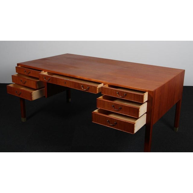 Wood Writing Desk in Teak attributed to Ole Wanscher for A. J. Iversen, 1950s For Sale - Image 7 of 9