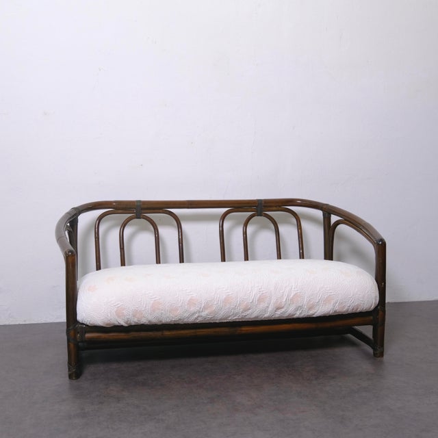 Vintage Two-Seater Bamboo Sofa with Cushions, 1950s For Sale - Image 4 of 18