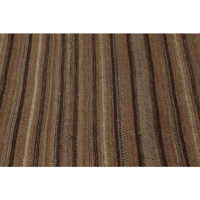 1950s Vintage Bidjar Persian Kilim, Tribal Rug in Brown Stripes For Sale - Image 5 of 8