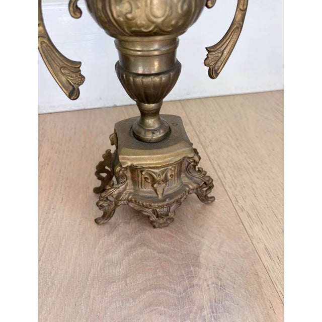 Brass Pair of Vintage Rococo Revival 6-Light Brass-Tone Candelabra, 19” For Sale - Image 8 of 10