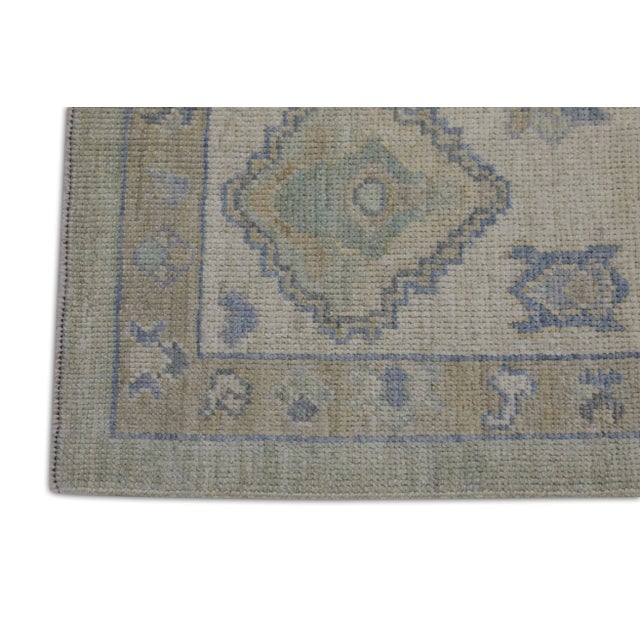 Modern Green Handwoven Turkish Oushak Rug 9'1" X 12'10" For Sale - Image 3 of 7