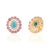 Metal 6.32ct Cabochon Turquoise Pink Sapphire & Diamond Floral Stud Earrings 14k Gold- A Pair For Sale - Image 7 of 13