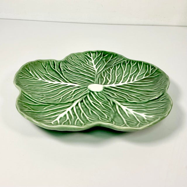 1990s Vintage Hollywood Regency Boho Chic Majolica Cabbage Ware Dinner Plates - Set of 6. For Sale - Image 10 of 14