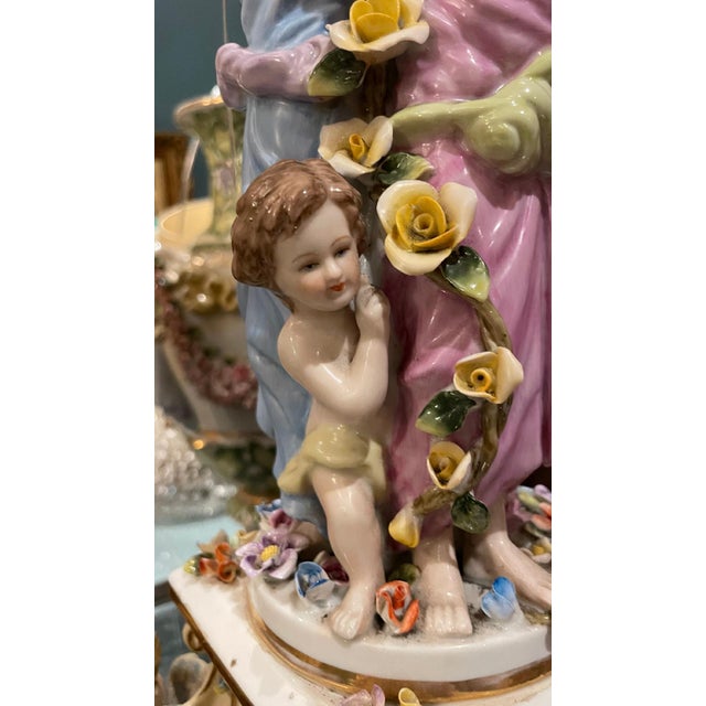 1940s Pair of Ornate Porcelain Candelabras Circa 1900s For Sale - Image 5 of 5