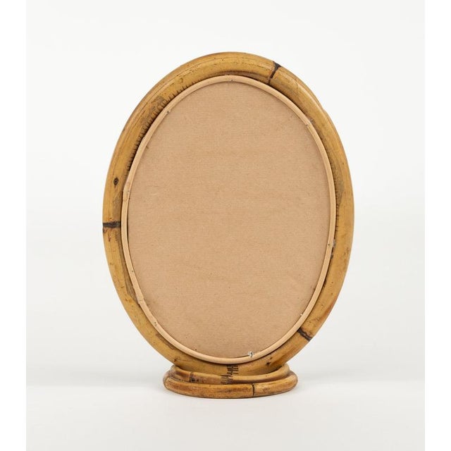 Mid-Century Oval Table Vanity Mirror in Bamboo and Rattan, Italy, 1970s For Sale - Image 12 of 13