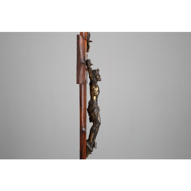 French Oak and Copper Crucifix, 1920 For Sale - Image 9 of 13