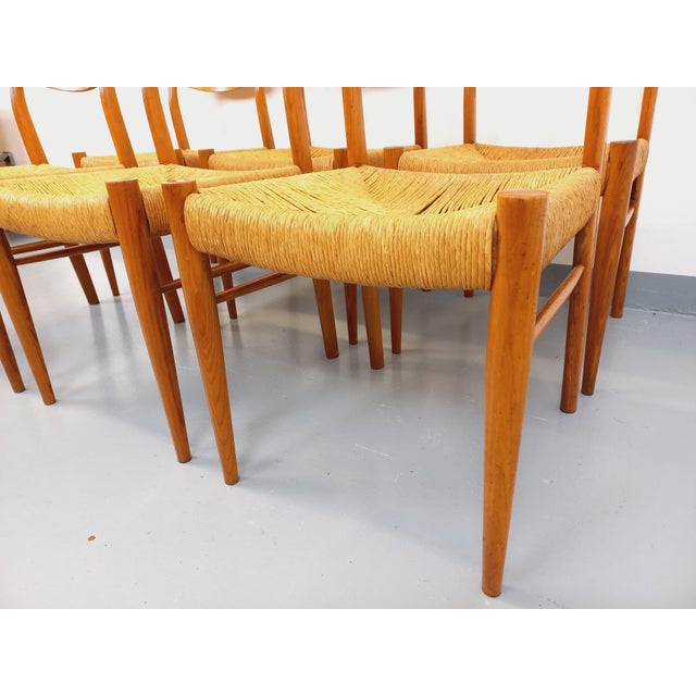 Wood Vintage Italian Chairs in Teak and Rope by Piero Palange and Werther Toffoloni for Montina, 1960s, Set of 6 For Sale - Image 7 of 18