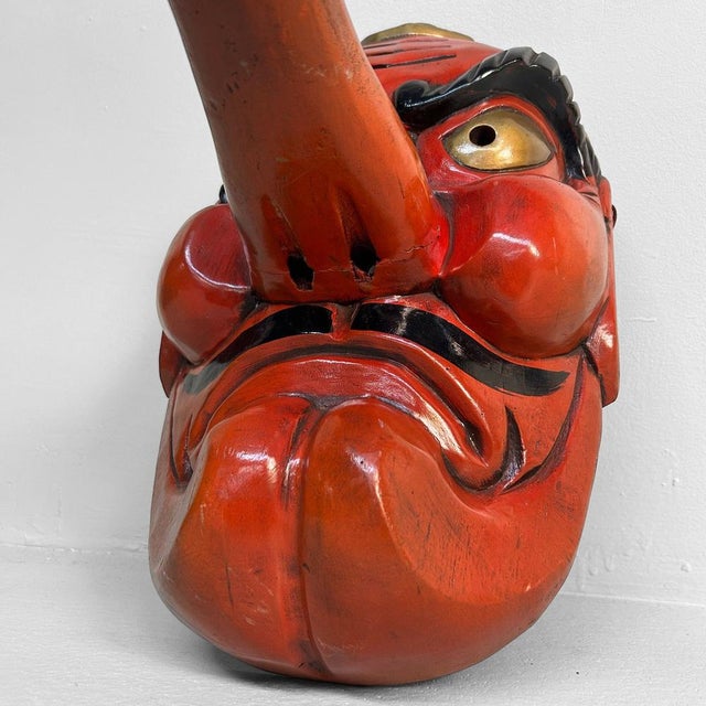 Vintage Hand-Carved Tengu Mask, 1950s For Sale - Image 17 of 18