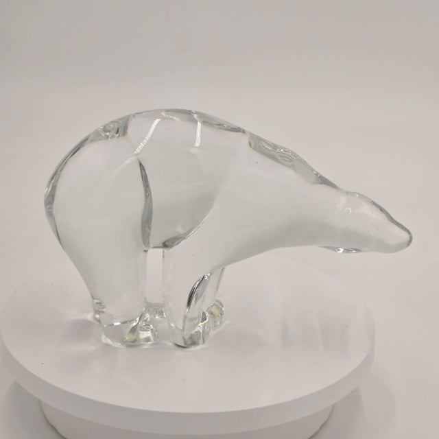 Glass Baccarat Signed "Pompon Bear" Designed by Francois Pompon - Crystal Polar Bear Sculpture Figurine For Sale - Image 7 of 7