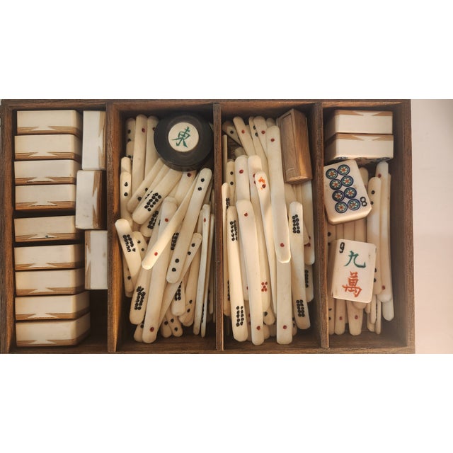 One-of-a-Kind Antique Mahjong Set From the 1920s in Amazing Carved Box For Sale - Image 12 of 16