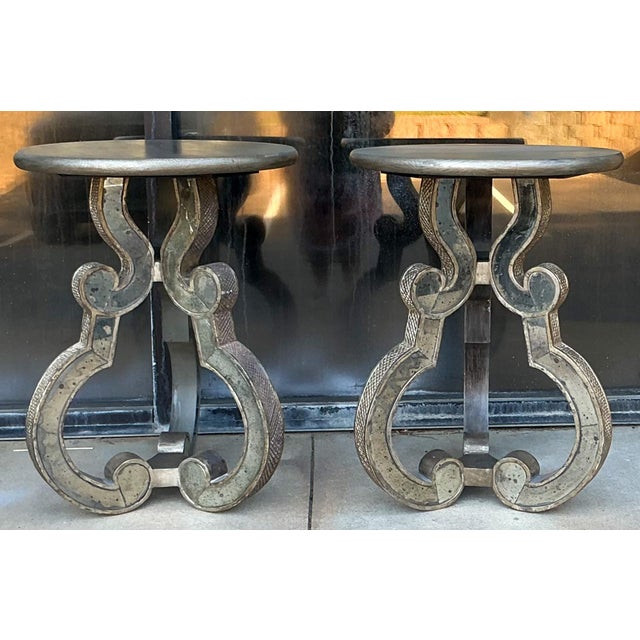 1980s Italian Palladio Mirror & Silver Gilt Neoclassical Side Tables - Pair For Sale - Image 5 of 7