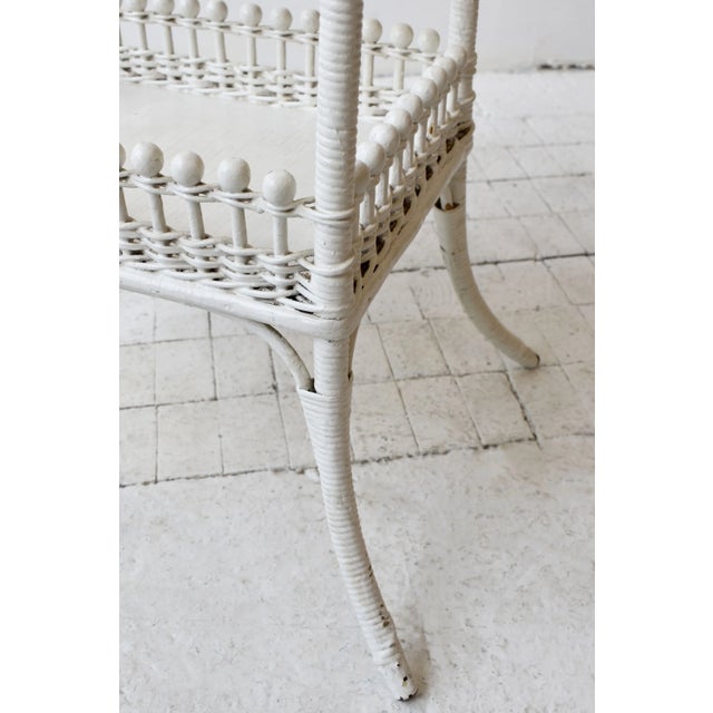 Antique Victorian White Painted Two-Tier Stick + Ball Accent Table With Splayed Legs, Circa Late 19th Century For Sale - Image 15 of 16