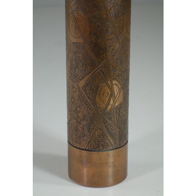 1960s Vintage Brutalist Bronze Cylindric Vase, 1960s For Sale - Image 5 of 9