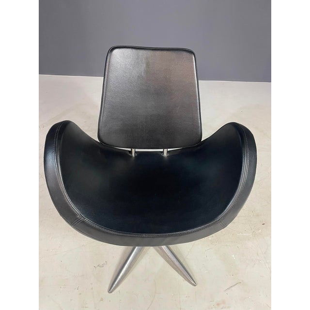 Alipes Black Swivel Salon Chair with Chrome Star Base by Giorgetto Giugiaro for Gamma & Bross, Italy, 1940s For Sale - Image 6 of 10