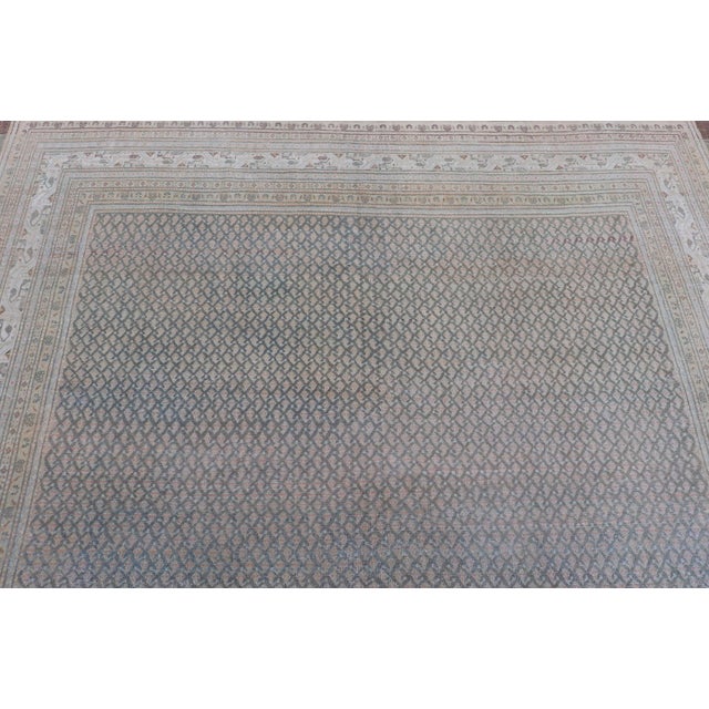 Antique Hand Knotted Persian Tabriz Rug With All-Over Design in Muted Tones For Sale - Image 10 of 17