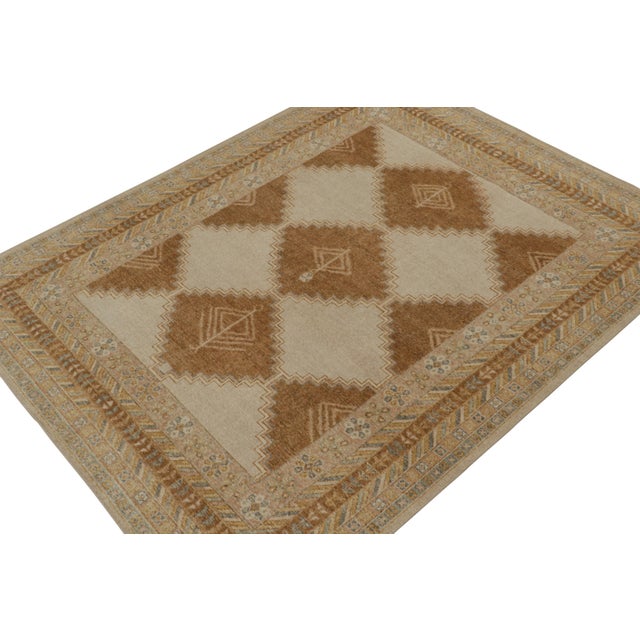 Rug & Kilim Rug & Kilim’s Distressed Tribal Style Rug in Beige, Brown and Gold Patterns For Sale - Image 4 of 7