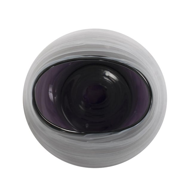 2020s Swirled Smoke and Aubergine Torpedo Glass Vase- Short For Sale - Image 5 of 11