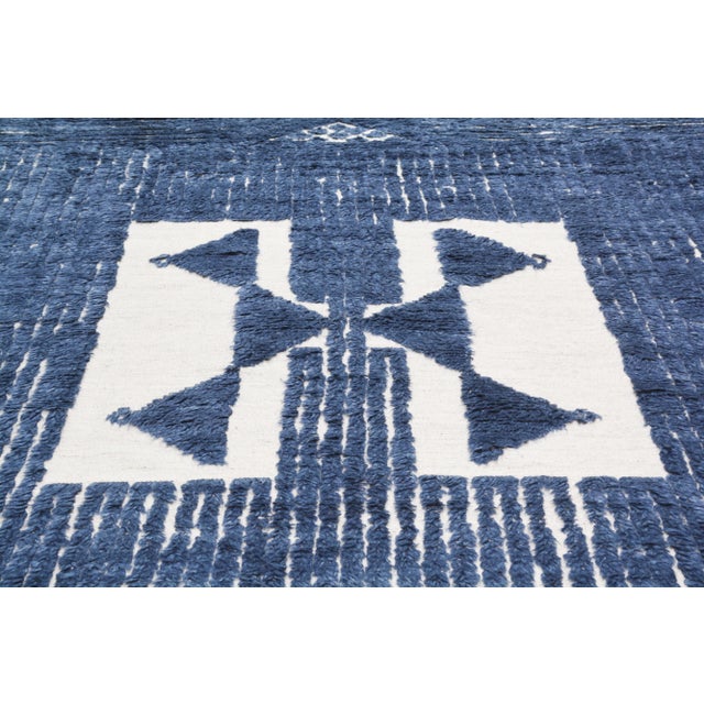 Contemporary 1990s Moroccan Hand Knotted Beni Ourain Rug With Soft Hi-Low Texture,8'X10' For Sale - Image 3 of 7