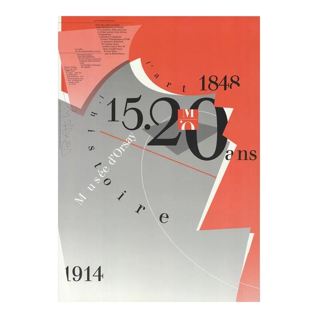 1987 Philippe Apeloig 'Musee d'Orsay' Gray,Black,Red Offset Lithograph For Sale