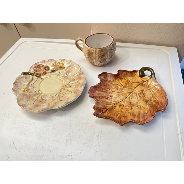 Vintage Fall Maple Leaf Tea & Snack Plates Set- 12 Pieces For Sale In West Palm - Image 6 of 8