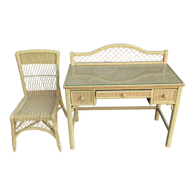 Henry Link Wicker Desk & Chair, 2 Pieces Chairish