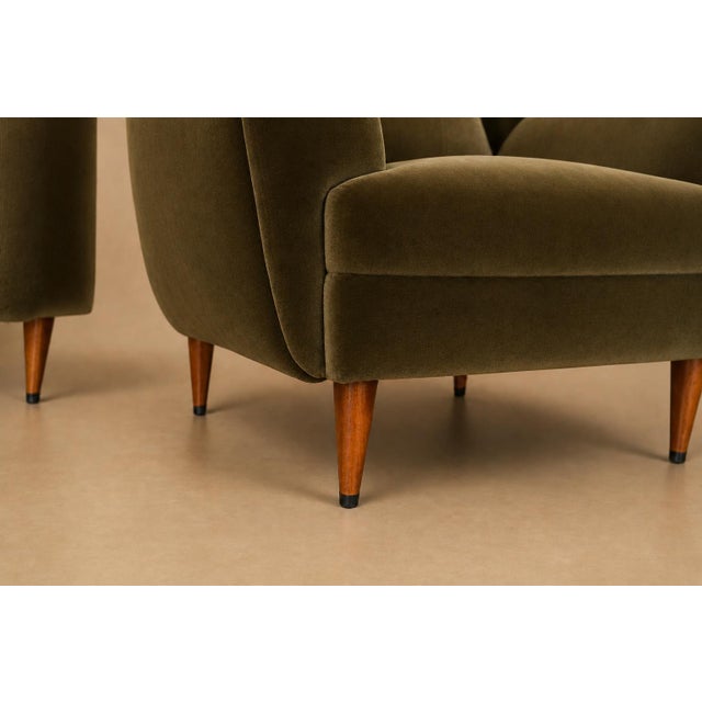Pair of Brazilian Modern Armchairs in Pau Marfim and Olive Mohair, Brazil, 1960s For Sale - Image 16 of 18