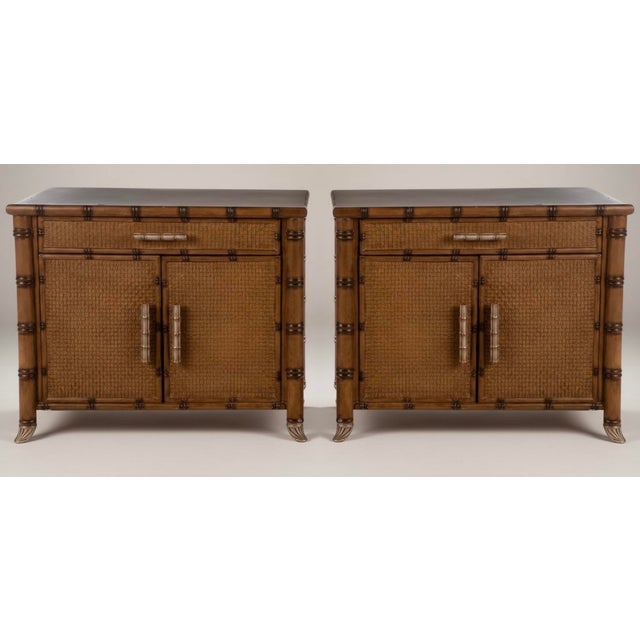 Traditional 20th-C. Platt Collection Regency Style Faux Bamboo Cabinets or Side Tables or Nightstands - Pair For Sale - Image 3 of 7