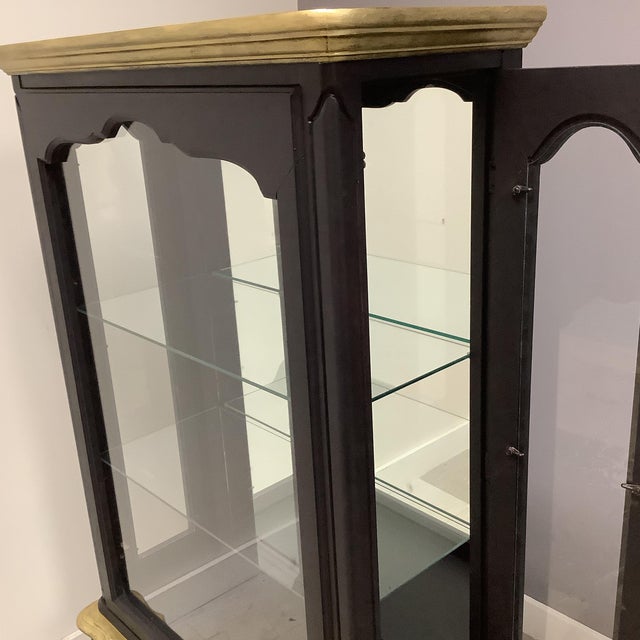 Black Vintage Hammary Black Gold Double Side Door Display Curio Cabinet Queen Anne For Sale - Image 8 of 12