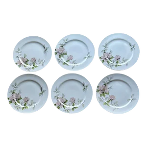 1950s Se Yei Peony Gold Rimmed Dinner Plates- Set of 5