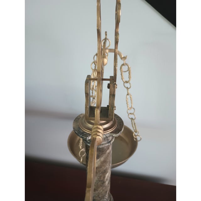 Vintage Jim Tirrenia Italy Onyx Marble/Alabaster and Brass Scale of Justice 24" Tall For Sale - Image 9 of 18