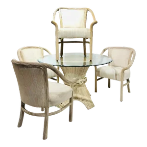 Late 20th Century Vintage McGuire Sheaf & Wheat Rattan Dining Set of 6