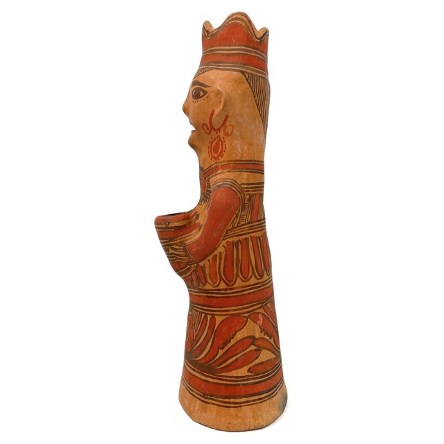 1950s Female Nahua Figurine From Guerrero, Mexico - 11" H X 4" Diam. For Sale - Image 4 of 8