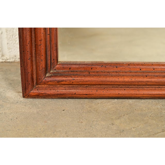 Thomasville Mid-Century Modern Hollywood Regency Campaign Carved Walnut Framed Wall Mirror, 1970s For Sale - Image 10 of 14