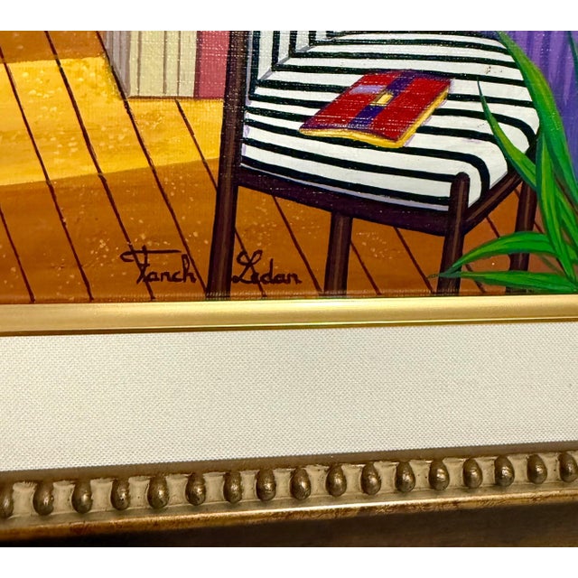 Fanch (Francois Ledan), Whimsical Naive Mediterranean Seaside Interior Folk Art Oil Painting Fanch Ledan, 2002 For Sale - Image 16 of 18