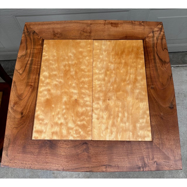 Robert Beauchamp Walnut Curly Maple Side End Tables California Woodworker Artist a Pair For Sale In San Francisco - Image 6 of 12