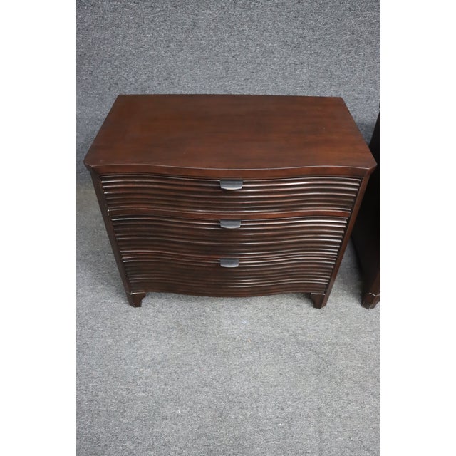 Contemporary Brownstone Furniture Reeded Front Nightstands – Pair For Sale - Image 3 of 13